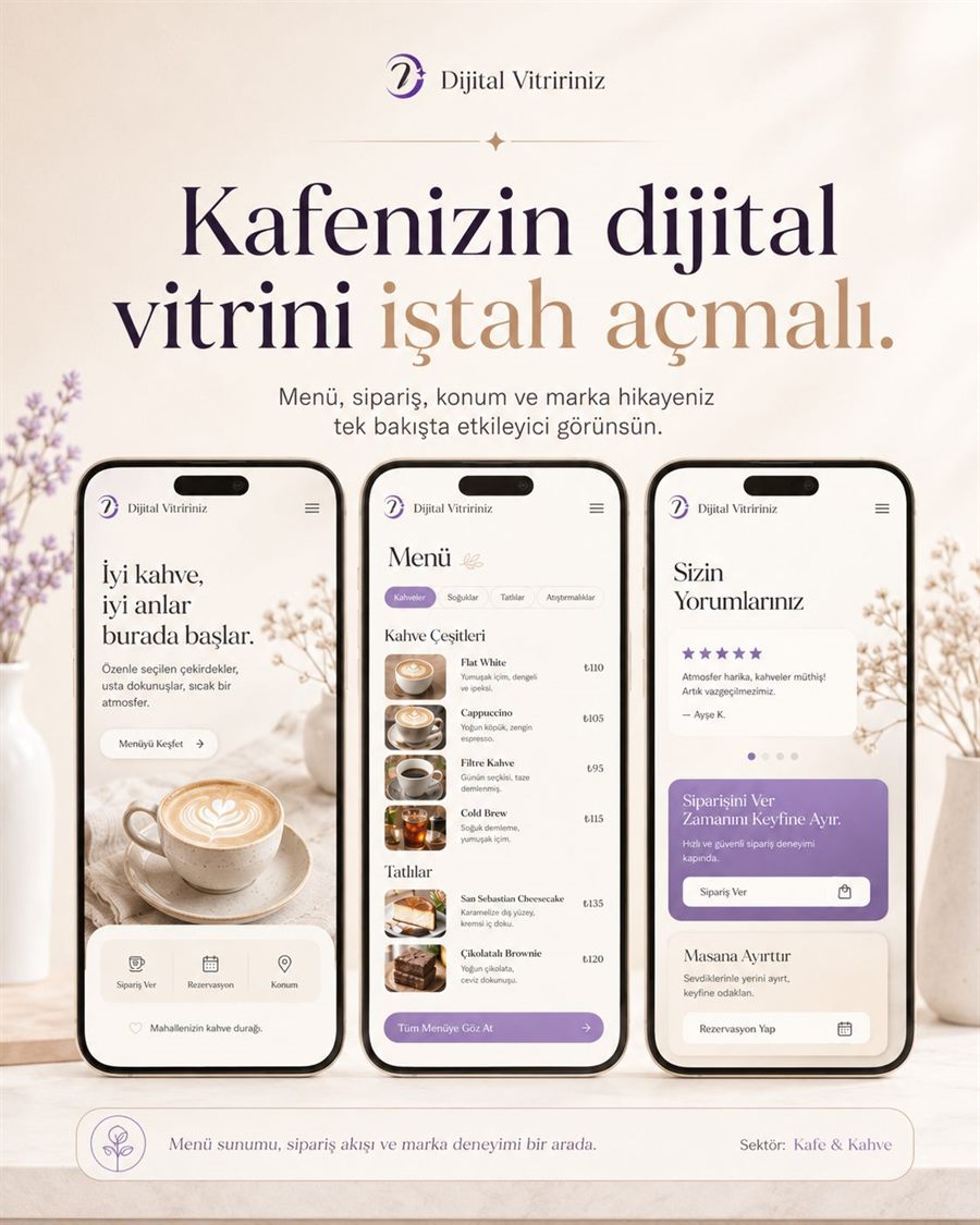 Kafe ve kahve işletmesi için web sitesi örneği